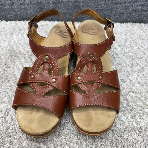 Dansko Sigrid Waxy Shoes Women's 41 9.5-10 Brown  Wedge Sandals 9819762200 - Picture 2 of 10